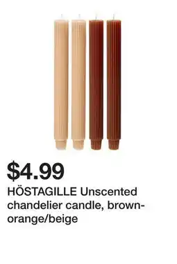 Ikea HÖSTAGILLE Unscented chandelier candle, brown-orange/beige offer