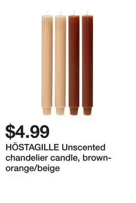 Ikea HÖSTAGILLE Unscented chandelier candle, brown-orange/beige offer