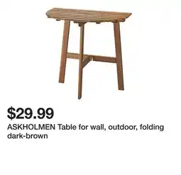 Ikea ASKHOLMEN Table for wall, outdoor, folding dark-brown offer