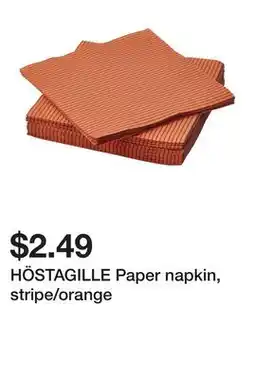 Ikea HÖSTAGILLE Paper napkin, stripe/orange offer
