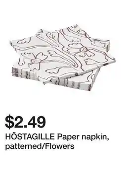 Ikea HÖSTAGILLE Paper napkin, patterned/Flowers offer