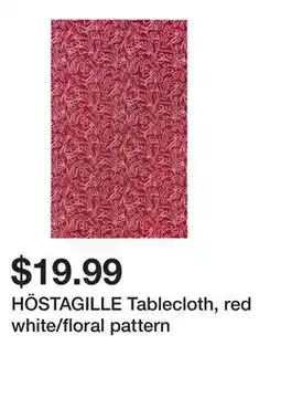 Ikea HÖSTAGILLE Tablecloth, red white/floral pattern offer