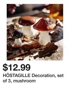 Ikea HÖSTAGILLE Decoration, set of 3, mushroom offer