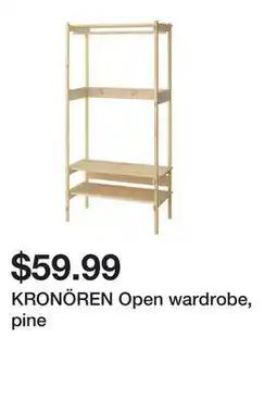 Ikea KRONÖREN Open wardrobe, pine offer