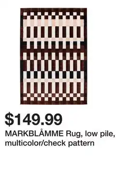 Ikea MARKBLÅMME Rug, low pile, multicolor/check pattern offer