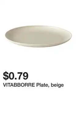 Ikea VITABBORRE Plate, beige offer