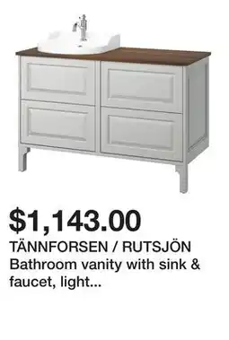 Ikea TÄNNFORSEN / RUTSJÖN Bathroom vanity with sink & faucet, light gray/brown walnut effect offer