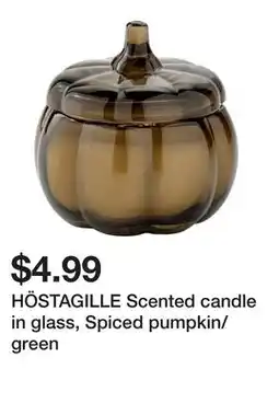 Ikea HÖSTAGILLE Scented candle in glass, Spiced pumpkin/green offer