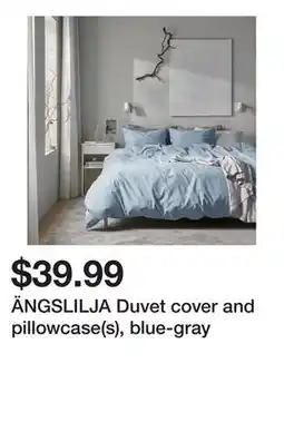 Ikea ÄNGSLILJA Duvet cover and pillowcase(s), blue-gray offer