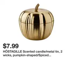 Ikea HÖSTAGILLE Scented candle/metal tin, 2 wicks, pumpkin-shaped/Spiced pumpkin gold offer