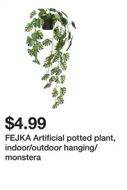 Ikea FEJKA Artificial potted plant, indoor/outdoor hanging/monstera offer