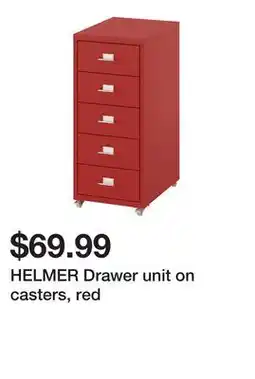 Ikea HELMER Drawer unit on casters, red offer