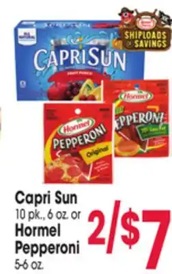 Jewel-Osco Capri Sun 10pk.., 6oz. or Hormel Pepperoni 5-6oz offer