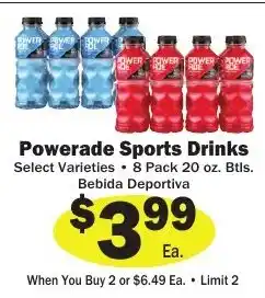 Sellers Bros Powerade Sports Drinks offer