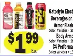 Sellers Bros Gatorlyte Electrolyte Beverages or Armor Flash or Body Armor or C4 Performance offer
