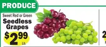 Sellers Bros Sweet Red or Green Seedless Grapes offer