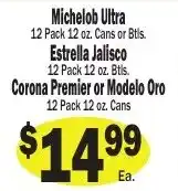 Sellers Bros Michelob Ultra, Estrella Jalisco, Corona Premier or Modelo Oro offer