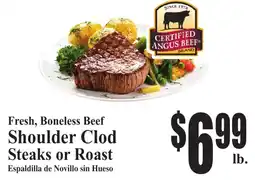 Baja Ranch Certified Angus Beef Fresh, Boneless Beef Shoulder Clod Steaks or Roast offer