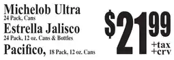 Baja Ranch Michelob Ultra, Estrella Jalisco, Pacifico offer