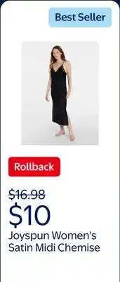 Walmart Joyspun Women's Satin Midi Chemise offer