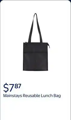 Walmart Mainstays Black Polyester Zippered Reusable Lunch Bag offer