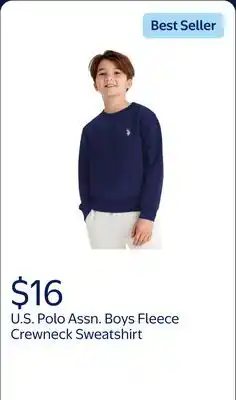 Walmart U.S. Polo Assn. Boys Fleece Crew Neck Pullover Sweatshirt offer