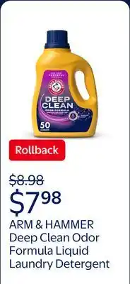 Walmart ARM & HAMMER Deep Clean Odor Formula Liquid Laundry Detergent, Radiant Burst offer