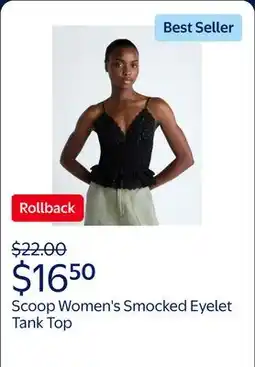 Walmart Scoop Women's Smocked Eyelet Tank Top offer