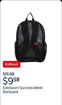 Walmart Eastsport Unisex 16 Success Mesh Backpack, Black offer