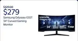 Walmart Samsung 34 Odyssey G55T WQHD 165Hz 1ms(MPRT) AMD FreeSync HDR Curved Gaming Monitor - LC34G55TWDNXZA offer