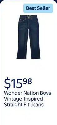 Walmart Wonder Nation Boys Vintage-Inspired Straight Fit Denim offer