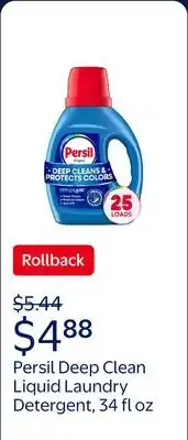Walmart Persil Deep Clean Liquid Laundry Detergent, Original, 34 fl oz, 25 loads offer