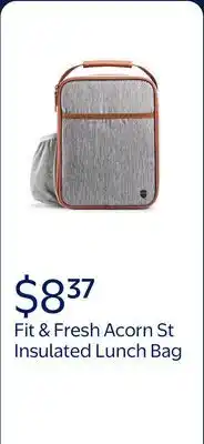 Walmart Acorn St by Fit & Fresh Vertical Insulated Reusable Lunch Bag for Men, Women, Kids, Steel offer