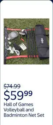 Walmart 32 ft Outdoor Volleyball and Badminton Net with Carrying Bag Accessories Set by Hall of Games offer