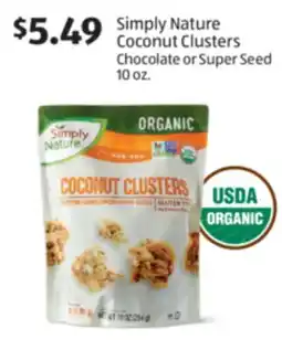 Aldi Simply Nature Coconut Clusters Chocolate or Super Seed offer