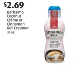 Aldi Barissimo Coconut Crème or Cinnamon Roll Creamer offer
