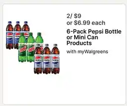 Walgreens 6-Pack Pepsi Bottle or Mini Can Products offer