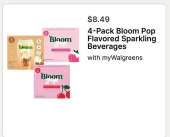 Walgreens 4-Pack Bloom Pop Flavored Sparkling Beverages offer