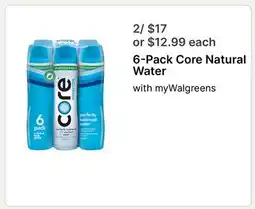 Walgreens 6-Pack Core Natural Water offer