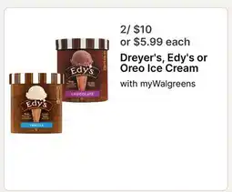 Walgreens Dreyer's, Edy's or Oreo Ice Cream offer
