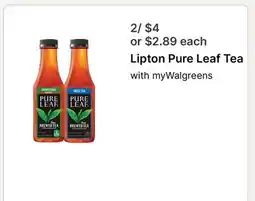 Walgreens Lipton Pure Leaf Tea offer