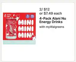 Walgreens 4-Pack Alani Nu Energy Drinks offer