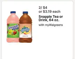 Walgreens Snapple Tea or Drink offer