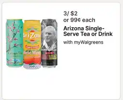 Walgreens Arizona Single-Serve Tea or Drink offer
