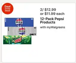 Walgreens 12-Pack Pepsi Products offer