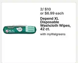Walgreens Depend XL Disposable Washcloth Wipes offer