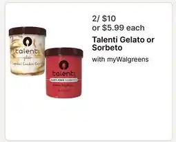 Walgreens Talenti Gelato or Sorbetto offer