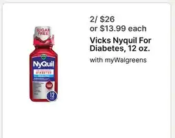 Walgreens Vicks NyQuil For Diabetes offer