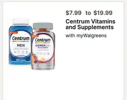 Walgreens Centrum Vitamins and Supplements offer