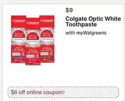 Walgreens Colgate Optic White Toothpaste offer